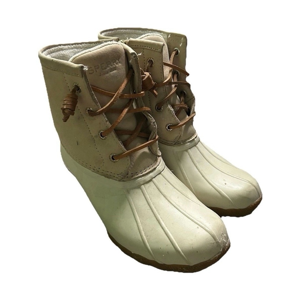 Women’s Sperry Beige Cream Saltwater Duck Boots Size 6.5